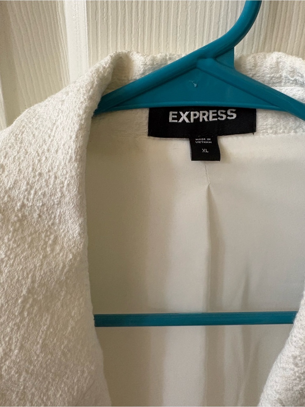 Express White Textured Double-Breasted Blazer with Gold Buttons - Picture 2 of 2